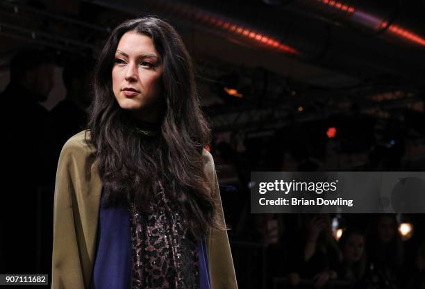 Rebecca Mir walks the runway during the Maybelline Show 'Urban Catwalk - Faces of New York' at Vollgutlager on January 18, 2018 in Berlin, Germany.