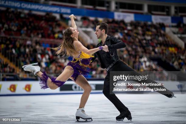 Alexandra Nazarova and Maxim Nikitin of Ukraine compete in the Ice Dance Short Dance during day three of the European Figure Skating Championships at...