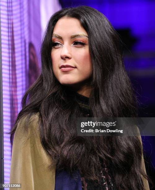Rebecca Mir walks the runway during the Maybelline Show 'Urban Catwalk - Faces of New York' at Vollgutlager on January 18, 2018 in Berlin, Germany.