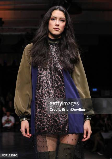 Rebecca Mir walks the runway during the Maybelline Show 'Urban Catwalk - Faces of New York' at Vollgutlager on January 18, 2018 in Berlin, Germany.