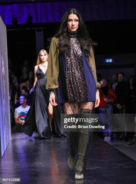 Rebecca Mir walks the runway during the Maybelline Show 'Urban Catwalk - Faces of New York' at Vollgutlager on January 18, 2018 in Berlin, Germany.