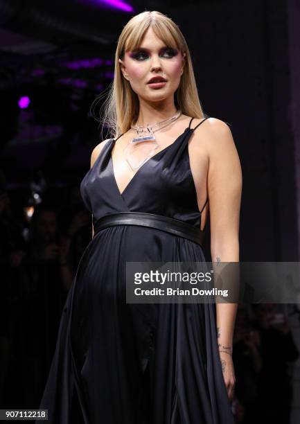 Influencer Bonnie Strange walks the runway during the Maybelline Show 'Urban Catwalk - Faces of New York' at Vollgutlager on January 18, 2018 in...