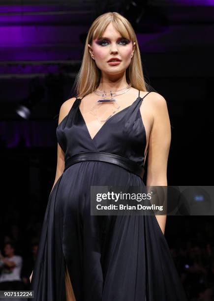 Influencer Bonnie Strange walks the runway during the Maybelline Show 'Urban Catwalk - Faces of New York' at Vollgutlager on January 18, 2018 in...