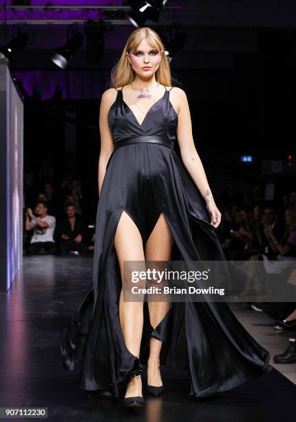 Influencer Bonnie Strange walks the runway during the Maybelline Show 'Urban Catwalk - Faces of New York' at Vollgutlager on January 18, 2018 in...