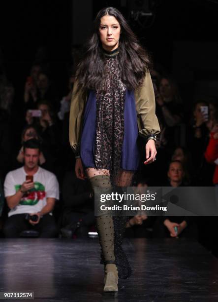 Rebecca Mir walks the runway during the Maybelline Show 'Urban Catwalk - Faces of New York' at Vollgutlager on January 18, 2018 in Berlin, Germany.