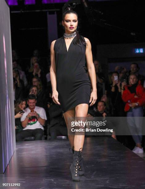 Supermodel and Victoria's Secret Angel Adriana Lima walks the runway during the Maybelline Show 'Urban Catwalk - Faces of New York' at Vollgutlager...