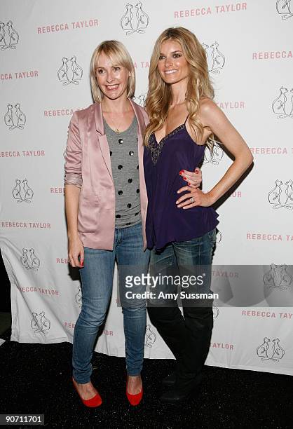 Model Marissa Miller and Rebecca Taylor pose for photos during the Rebecca Taylor Spring 2010 fashion show at Bryant Park on September 13, 2009 in...