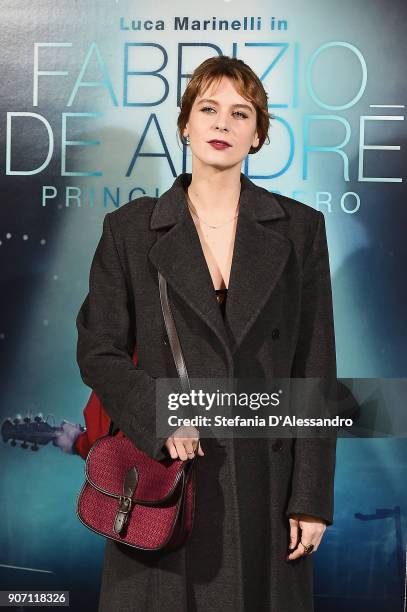 Actress Elena Radonicich attends 'Fabrizio De Andre'. Principe Libero' photocall on January 19, 2018 in Milan, Italy.