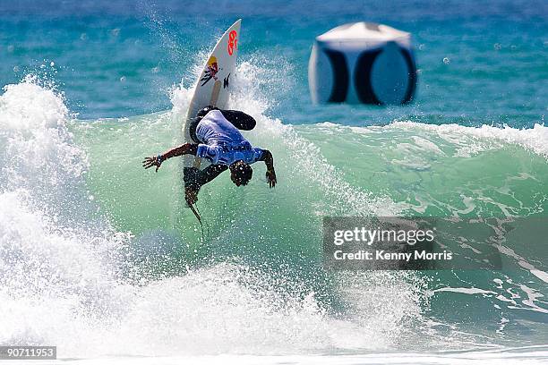 Michel Bourez goes vertical during Round 1 of the Hurley Pro on September 13, 2009 at Lower Trestles in San Clemente, California.