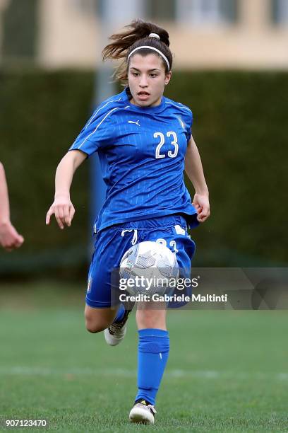 Chiara Mele of Italy U16 women in action during the U16 Women friendly match between Italy U16 and Slovenia U16 at Coverciano on January 19, 2018 in...