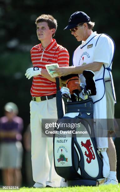 Chris Paisley of England and the Great Britain and Ireland Team at the 7th hole during the final afternoon singles matches on the East Course at...