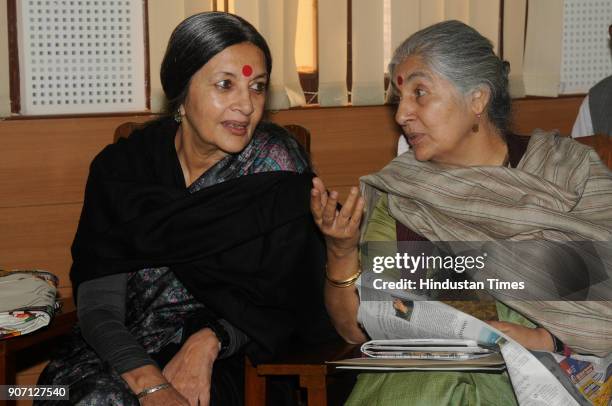 Leaders Brinda Karat and Subhashini Ali during three day Central Committee meeting of Communist Party of India to finalise the political and tactical...