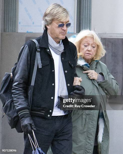 Richard Madeley and Judy Finnigan seen shopping in Hampstead on January 19, 2018 in London, England.