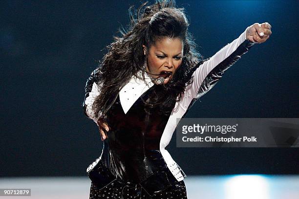 Singer Janet Jackson performs during the 2009 MTV Video Music Awards at Radio City Music Hall on September 13, 2009 in New York City.
