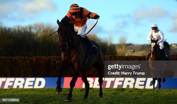 Back To The Thatch ridden by Richard Johnson on their way to winning the Play Roulette At 188Bet Handicap Steeple Chase at Chepstow Racecourse on...