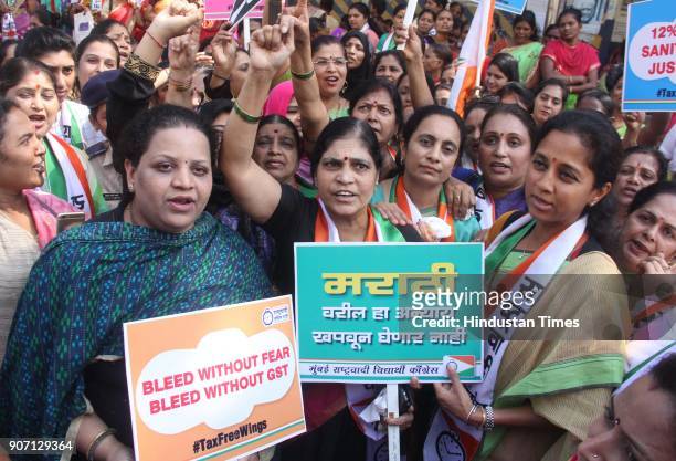 The women's wing of the NCP held a protest outside the Sales Tax office, demanding exclusion of sanitary napkins from the GST ambit and to make it...