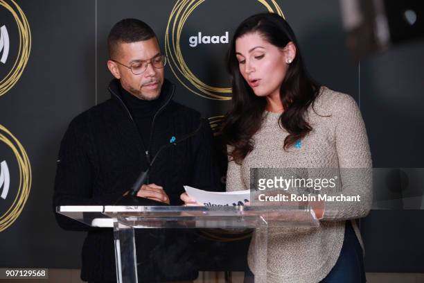 Actors Wilson Cruz and Trace Lysette attend GLAAD Media Awards Nominations Announcement At Sundance on January 19, 2018 in Park City, Utah.