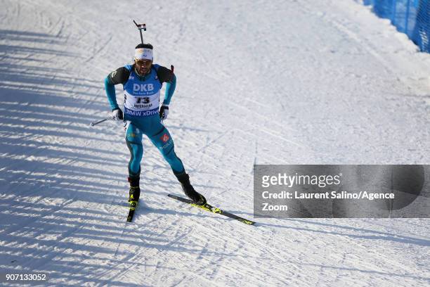 Simon Fourcade of France competes during the IBU Biathlon World Cup Men's Sprint on January 19, 2018 in Antholz-Anterselva, Italy.