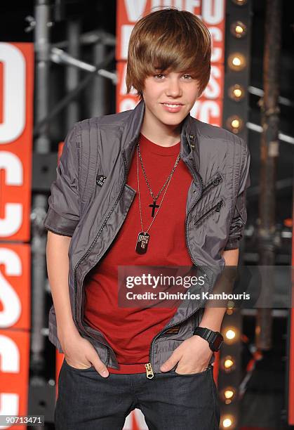 Singer Justin Bieber attends the 2009 MTV Video Music Awards at Radio City Music Hall on September 13, 2009 in New York City.
