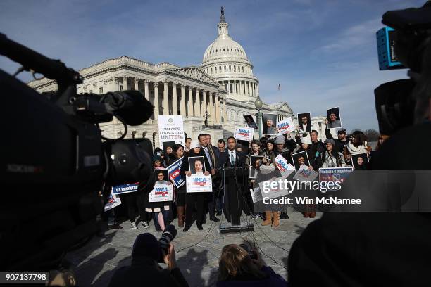 Rep. Joaquin Castro speaks during a press conference on immigration reform and a looming government shutdown outside the U.S. Capitol January 19,...