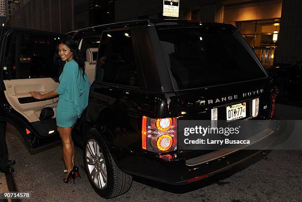 Amerie is picked up for the MTV Video Music Awards in the new 2010 Range Rover at The London Hotel on September 13, 2009 in New York City.