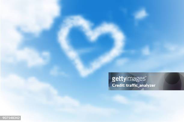 ilustrações de stock, clip art, desenhos animados e ícones de heart made of clouds - céu romântico