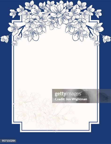 stockillustraties, clipart, cartoons en iconen met hand getrokken kersenbloesem achtergrond - kersenboom