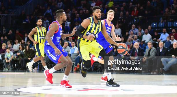 Jason Thompson, #1 of Fenerbahce Dogus Istanbul in action during the 2017/2018 Turkish Airlines EuroLeague Regular Season Round 19 game between...