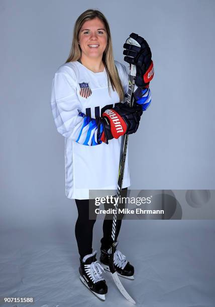 Hannah Brandt of the United States Women's Hockey Team poses for a portrait on January 16, 2018 in Wesley Chapel, Florida.