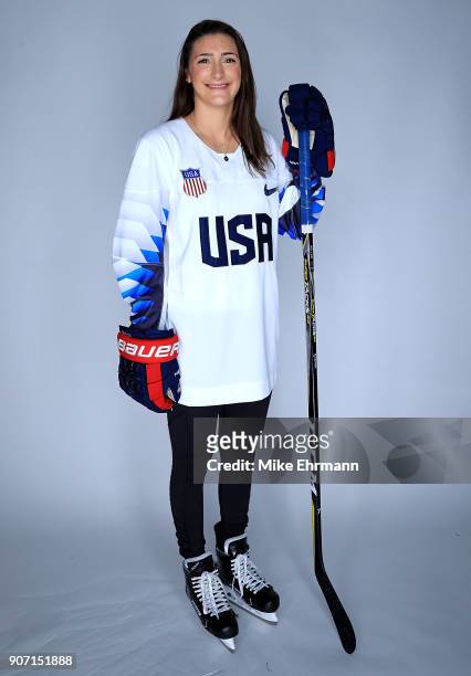 Megan Keller of the United States Women's Hockey Team poses for a portrait on January 16, 2018 in Wesley Chapel, Florida.