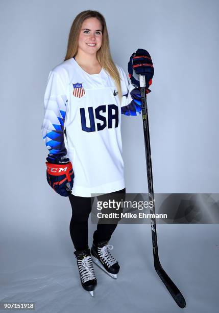 Dani Cameranesi of the United States Women's Hockey Team poses for a portrait on January 16, 2018 in Wesley Chapel, Florida.