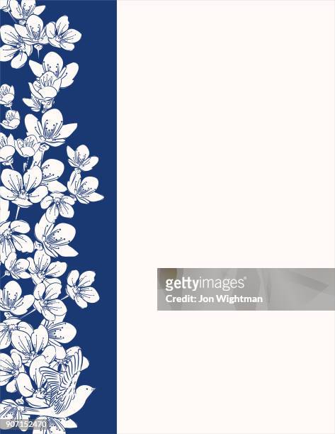 手描きの桜の花の背景 - royal blue点のイラスト素材／クリップアート素材／マンガ素材／アイコン素材