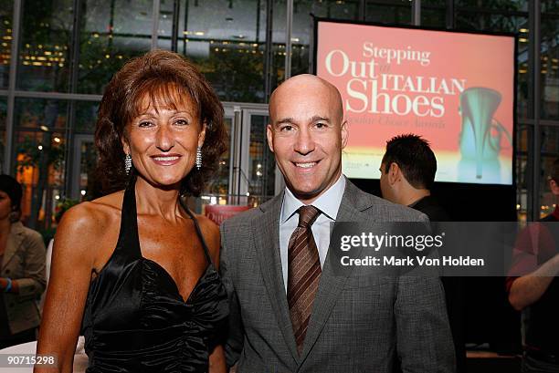 Josephine Seidita and Publisher of Footwear News Marc Berger attend the Popular Choice Awards at Montenapo Restaurant on September 13, 2009 in New...