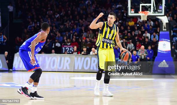 Kostas Sloukas, #16 of Fenerbahce Dogus Istanbul in action during the 2017/2018 Turkish Airlines EuroLeague Regular Season Round 19 game between...