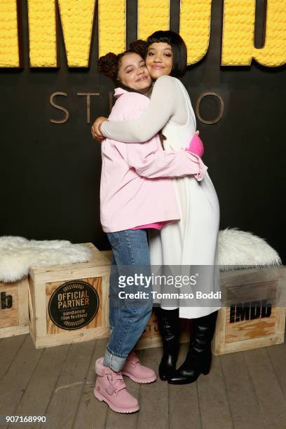 Actresses Sasha Lane and Kiersey Clemons from 'Hearts Beat Loud' attend The IMDb Studio at The Sundance Film Festival on January 19, 2018 in Park...