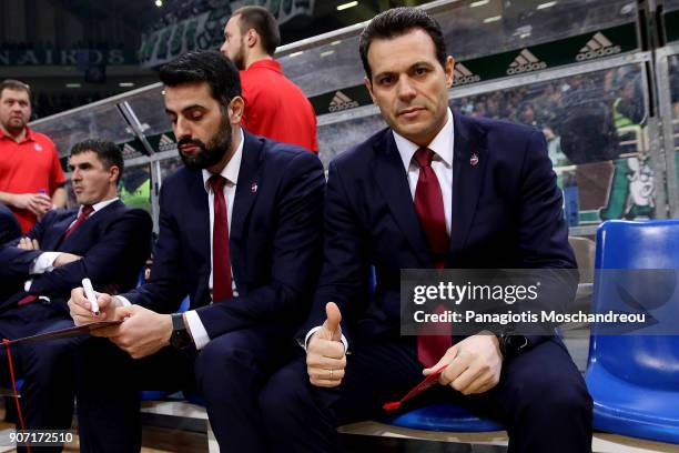 Dimitris Itoudis, #Head Coach of CSKA Moscow react before the 2017/2018 Turkish Airlines EuroLeague Regular Season Round 19 game between...