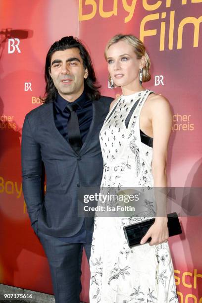 Diresctor Fatih Akin and US actress Diane Kruger attend the Bayerischer Filmpreis 2017 at Prinzregententheater on January 21, 2018 in Munich, Germany.