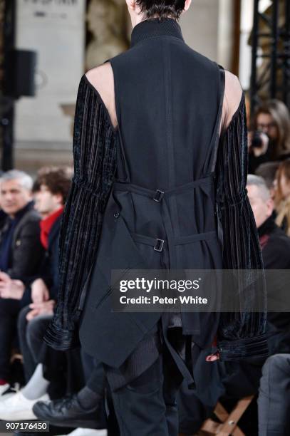 Model, fashion detail, walks the runway during the Ann Demeulemeester Menswear Fall/Winter 2018-2019 show as part of Paris Fashion Week on January...