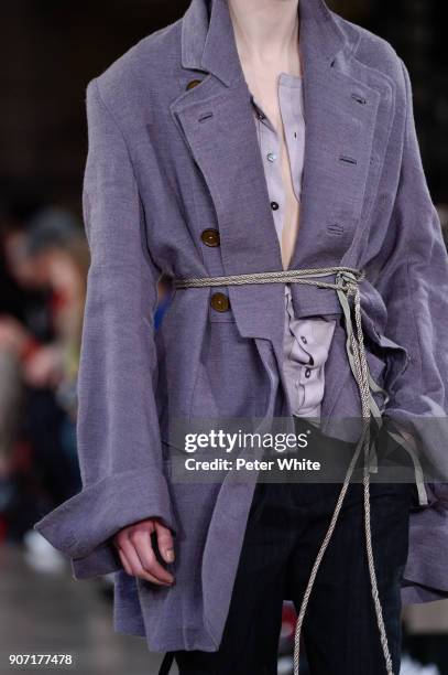 Model, fashion detail, walks the runway during the Ann Demeulemeester Menswear Fall/Winter 2018-2019 show as part of Paris Fashion Week on January...