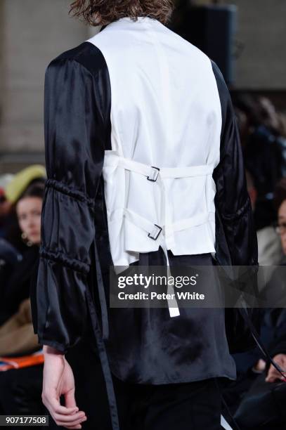 Model, fashion detail, walks the runway during the Ann Demeulemeester Menswear Fall/Winter 2018-2019 show as part of Paris Fashion Week on January...