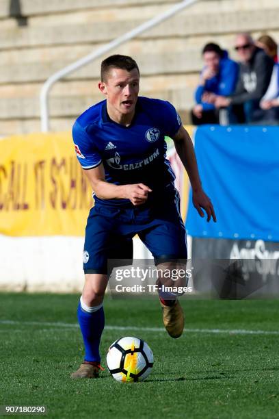 Fabian Reese of Schalke controls the ball during the Friendly match between FC Schalke 04 and KRC Genk at Estadio Municipal Guillermo Amor on January...