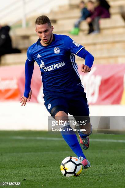 Marko Pjaca of Schalke controls the ball during the Friendly match between FC Schalke 04 and KRC Genk at Estadio Municipal Guillermo Amor on January...
