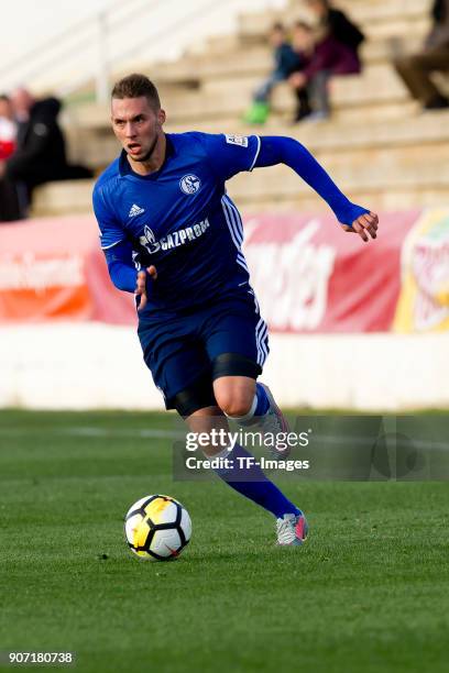 Marko Pjaca of Schalke controls the ball during the Friendly match between FC Schalke 04 and KRC Genk at Estadio Municipal Guillermo Amor on January...