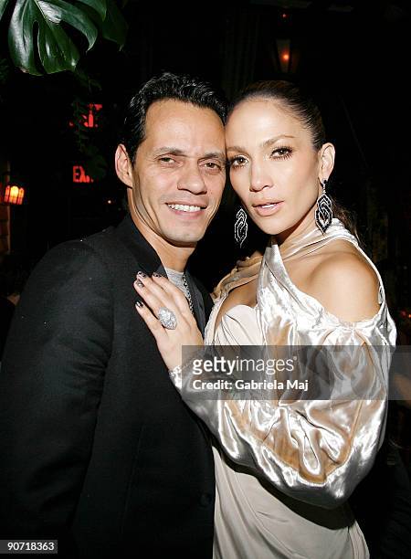 Marc Anthony and Jennifer Lopez attend a post VMA dinner at The Waverly Inn on September 13, 2009 in New York City.