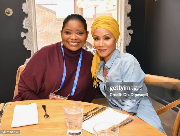 Actresses Octavia Spencer and Jada Pinkett Smith attend the Feature Film Jury Orientation Breakfast during the 2018 Sundance Film Festival at Cafe...