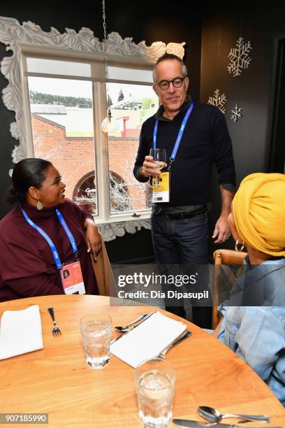 Director of Sundance Film Festival John Cooper speaks with actresses Octavia Spencer and Jada Pinkett Smith at the Feature Film Jury Orientation...