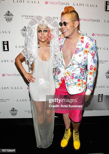 Singer Lady Gaga and Perez Hilton attend Lady Gaga's VMA after party at Avenue on September 13, 2009 in New York City.