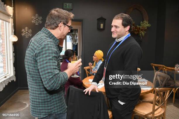 Senior Programmer for Sundance Film Festival David Courier and actor Michael Stuhlbarg speak at the Feature Film Jury Orientation Breakfast during...
