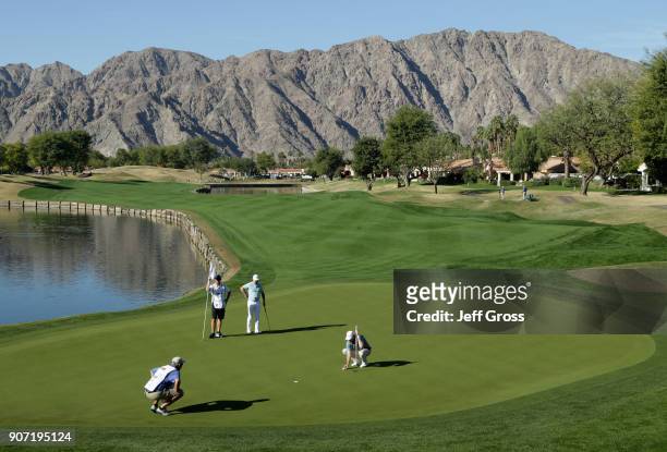 David Hearn of Canada lines up a putt on the fifth hole during the second round of the CareerBuilder Challenge at the TPC Stadium Course at PGA West...