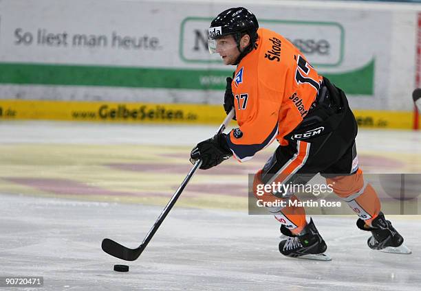 Sebastian Furchner of Wolfsburg during the DEL match between Hannover Scorpions and EHC Wolfsburg at the TUI Arena on September 11, 2009 in Hanover,...